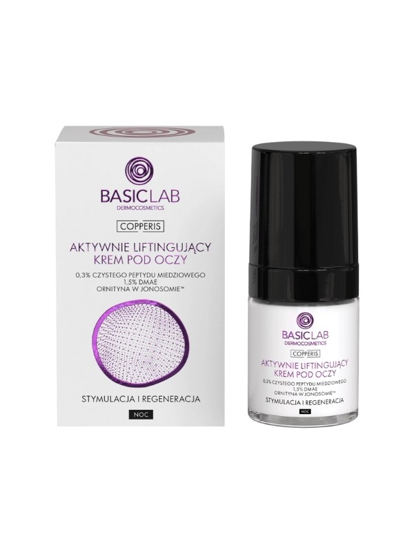 BasicLab Copperis Actively Lifting Night Eye Cream 3% Pure Copper Peptide Stimulation and Regeneration 18 ml