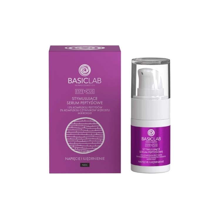 BasicLab Esteticus stimulierendes Peptid-Serum für das Gesicht bei Nacht 15% Peptidkomplex 15ml