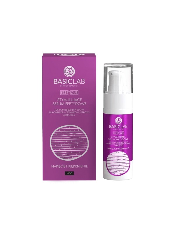 BasicLab Esteticus stimulating Peptide Serum for the face at night 15% peptide complex 30 ml