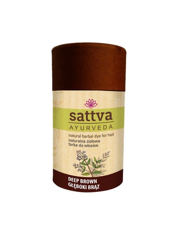 Sattva Ayurveda Naturalna ziołowa Farba do włosów Głęboki Brąz 150 g