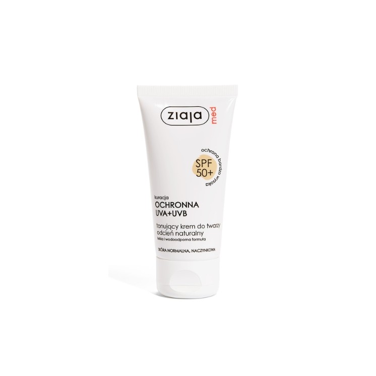 Тонуючий крем для обличчя Ziaja Med захисний, натуральний відтінок SPF50 + 50 мл