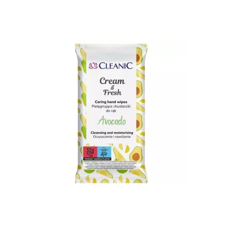 Серветки для рук Cleanic Cream & Fresh Avocado 15 шт.