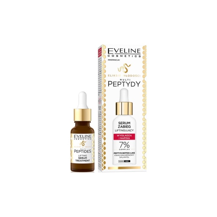 Eveline Elixir of Youth – lifting serum 18 ml with multipeptides, spilanthol and 7% hyaluronic acid complex smoothes wrinkles, f