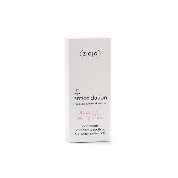 Захисний та заспокійливий денний крем для обличчя Ziaja Acai Berries SPF10 з низьким рівнем захисту 50 мл