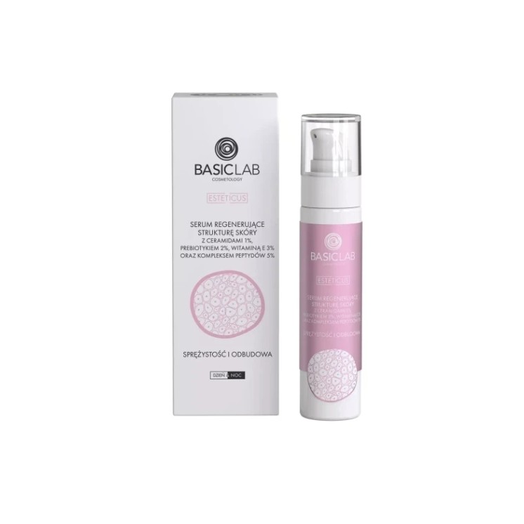 Sérum visage BasicLab Esteticus, régénérant structure cutanée, céramides 1% et complexe peptidique 5 %, 50 ml