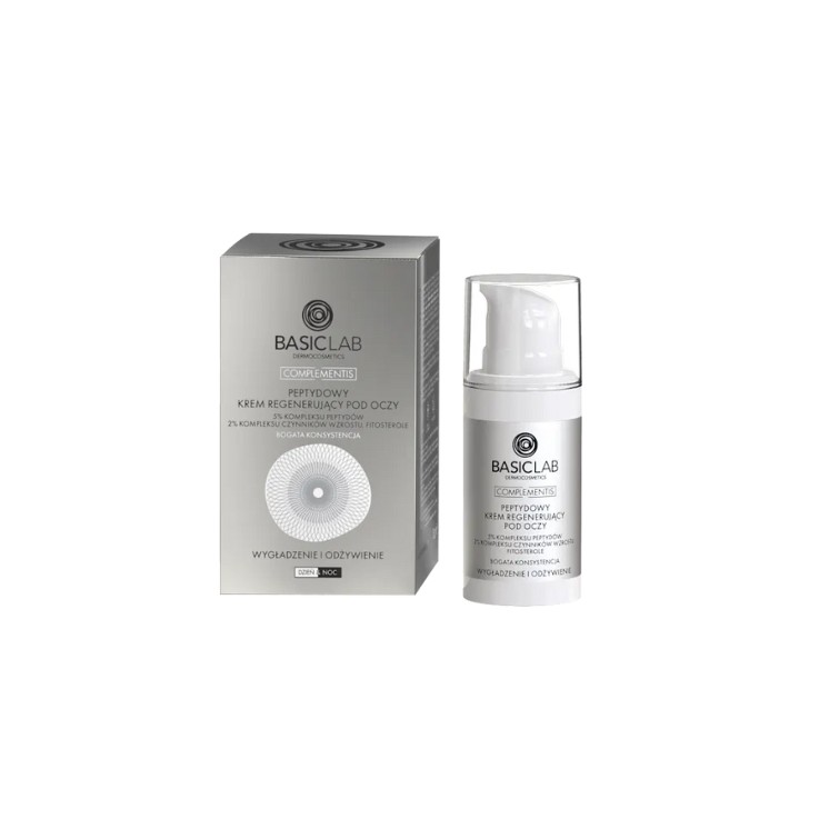 Crème contour des yeux régénérante aux peptides BasicLab Complementis, consistance riche, 15 ml