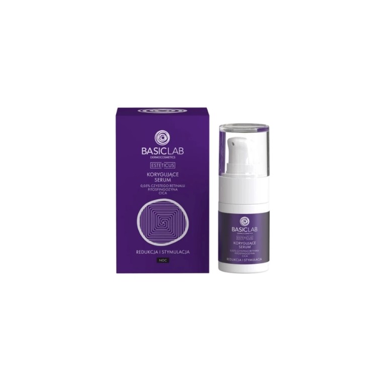 Sérum correcteur BasicLab Esteticus au rétinal 0,05 % pour la nuit 15 ml