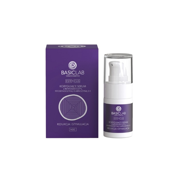 Sérum correcteur BasicLab Esteticus avec rétinal 0,07 7% , phytosingosine et carnosine 2,0 15 ml