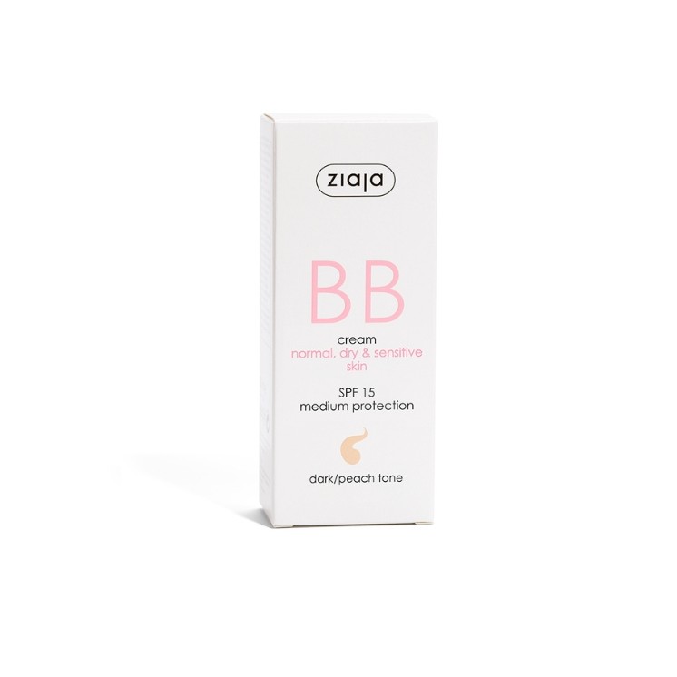 Ziaja BB Crème Visage Active Anti-Imperfections pour Peaux Normales, Sèches et Sensibles SPF15 Teinte Bronzée 50 ml