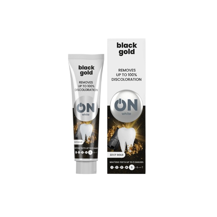 ON WHITE BLACK GOLD Pasta do zębów wybielająca z węglem 75 ml