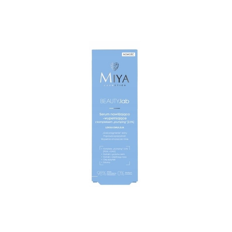 Miya Cosmetics BEAUTY .lab Feuchtigkeitsspendendes und auffüllendes Serum mit „ plumping “-Komplex 5 % Leichte Emulsion 30 ml