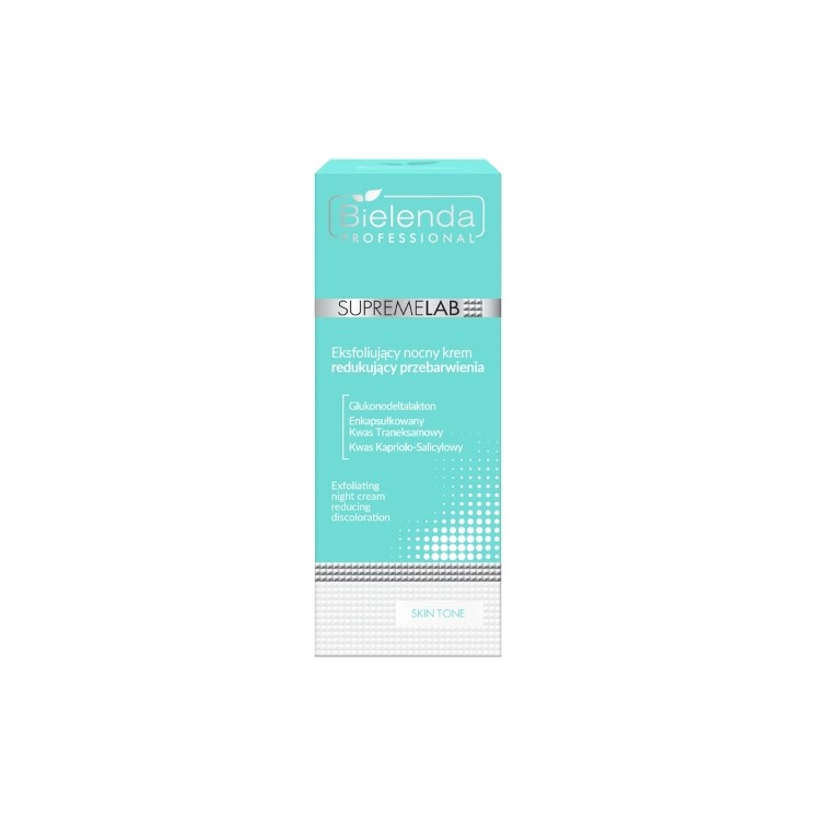 Bielenda Professional SUPREMELAB Skin Tone Peeling-Nachtgesichtscreme zur Reduzierung von Verfärbungen, 50 ml