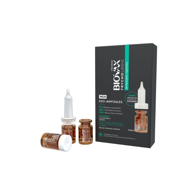 L'biotica BIOVAX Trychologic Exo-Ampoules Wypadanie i gęstość Kuracja do włosów dla mężczyzn 7 x 5 ml