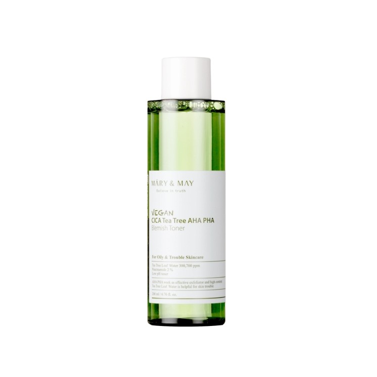 Mary&May Vegan CICA Tea Tree AHA PHA Toner wegański Tonik z kwasami 200 ml