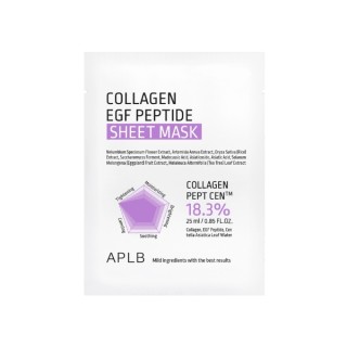 APLB Collagen EGF Peptide Sheet Mask hydraterend en verstevigend gezichtsmasker 1 stuk 25 ml APLB Collagen EGF Peptide Sheet Mask hydraterend en verstevigend gezichtsmasker 1 stuk 25 ml