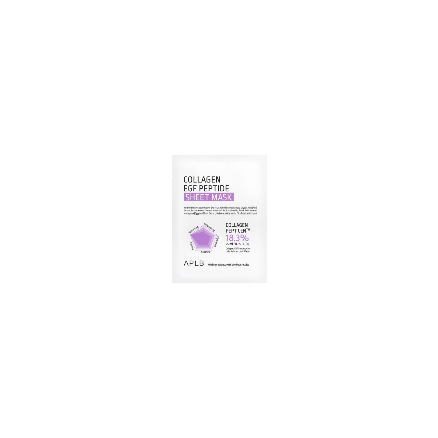 APLB Collagen EGF Peptide Sheet Mask hydraterend en verstevigend gezichtsmasker 1 stuk 25 ml APLB Collagen EGF Peptide Sheet Mask hydraterend en verstevigend gezichtsmasker 1 stuk 25 ml