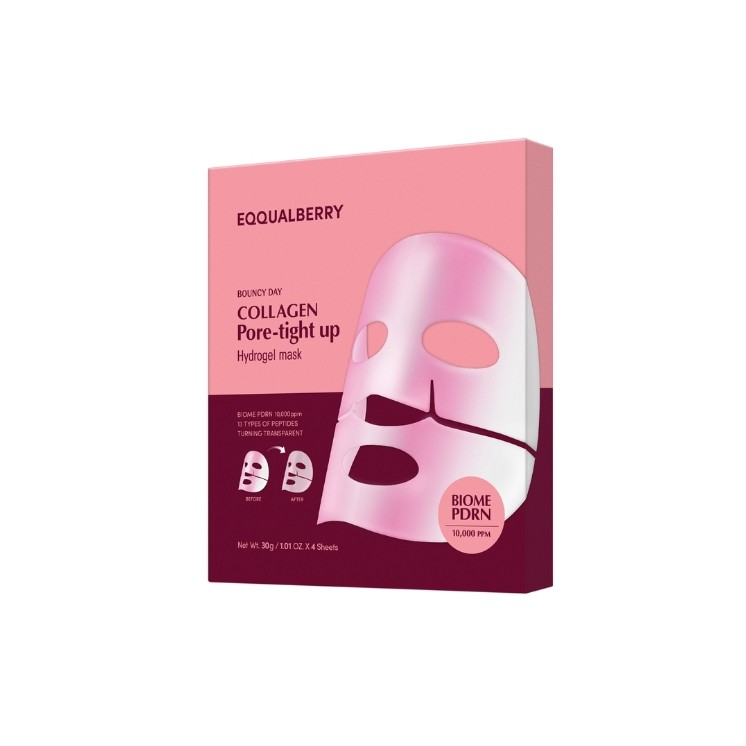 Eqqualberry Collagen Pore Tight Up Hydrogel Mask zestaw kolagenowych Masek do twarzy zwężających pory 4x30 g