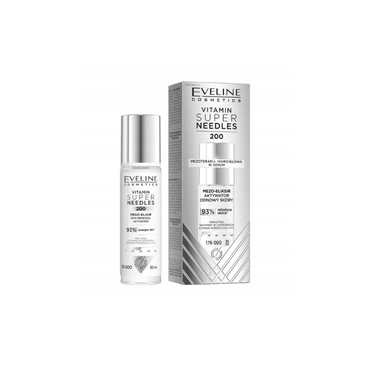 Eveline Vitamin Super Needles 200 Mezo-elixir Aktywator odnowy skóry 30 ml Eveline Vitamin Super Needles 200 Mezo-elixir Aktywator odnowy skóry 30 ml