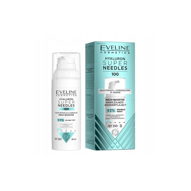 Eveline Hyaluron Super Needles 100 Mezo- зволожувальний та освітлюючий booster 50 мл