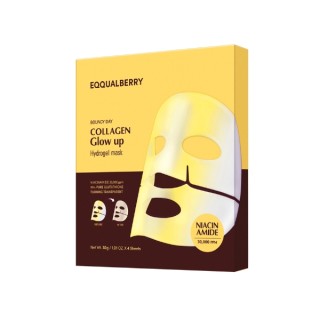 Ensemble de masques hydrogel illuminateurs au collagène Eqqualberry Collagen Glow Up (4 masques de 30 g chacun)