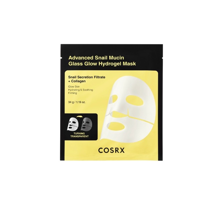 COSRX Advanced Snail Mucin Glass Glow Hydrogel Mask Set of hydro gel masks with snail mucus 34 g x 3 pieces