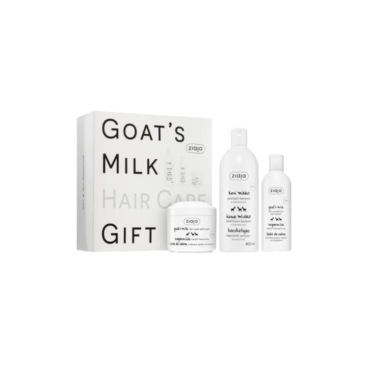 Ziaja Cadeauset voor het Haar met Geitenmelk: Shampoo 400 ml + Conditioner 200 ml + Masker 200 ml