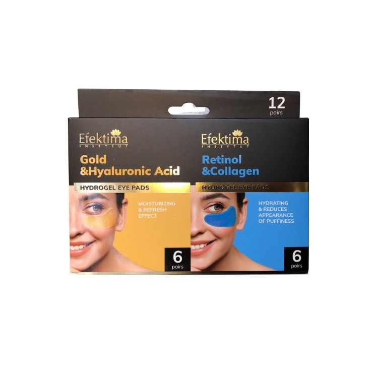 Efektima Gold & Hyaluronic und Retinol & Collagen hydro -Augenpads, 12 Paar