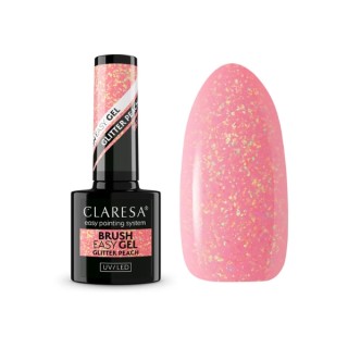 Claresa Brush Easy Gel Glitter Gel in een flesje met een kwastje, Peach 5 g