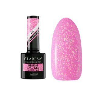 Gel pailleté Claresa Brush Easy Gel en flacon avec pinceau, Pink 5 g