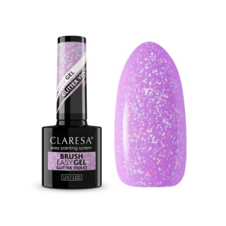 Claresa Brush Easy Gel Glitzergel in der Flasche mit Pinsel, Violet 5 g