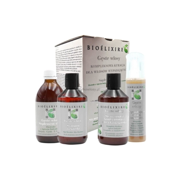 Bioelixire Thick Hair Hair Care Set: Shampoo 300ml + Conditioner 300ml + Serum 150ml + Dietary Supplement 300ml