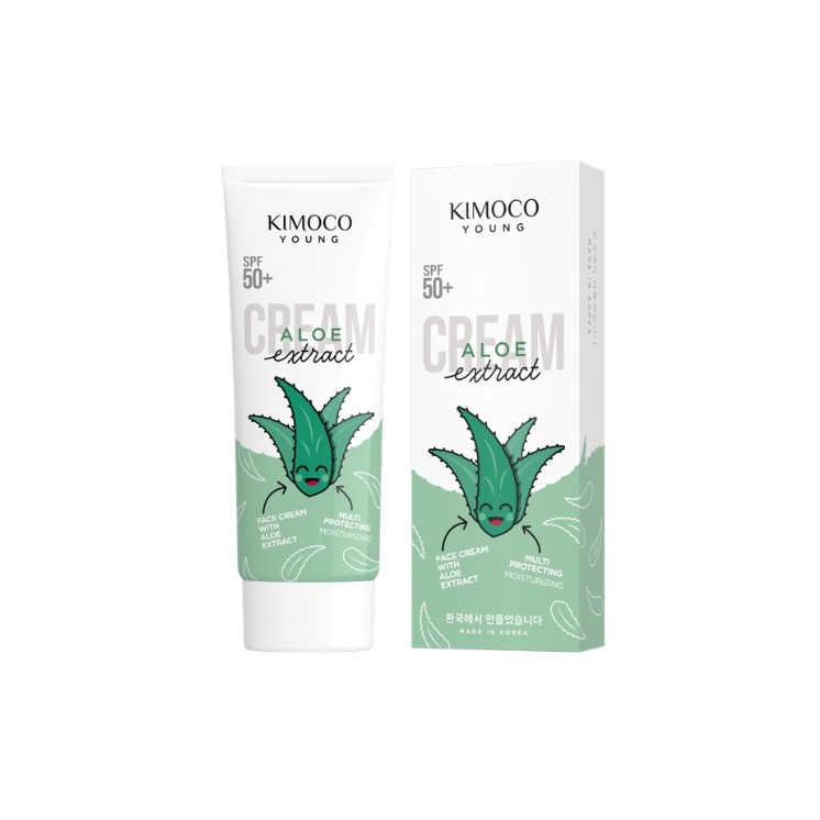 Crème visage hydratante et apaisante Kimoco Young à l'extrait d' Aloe vera SPF50 , 70 g