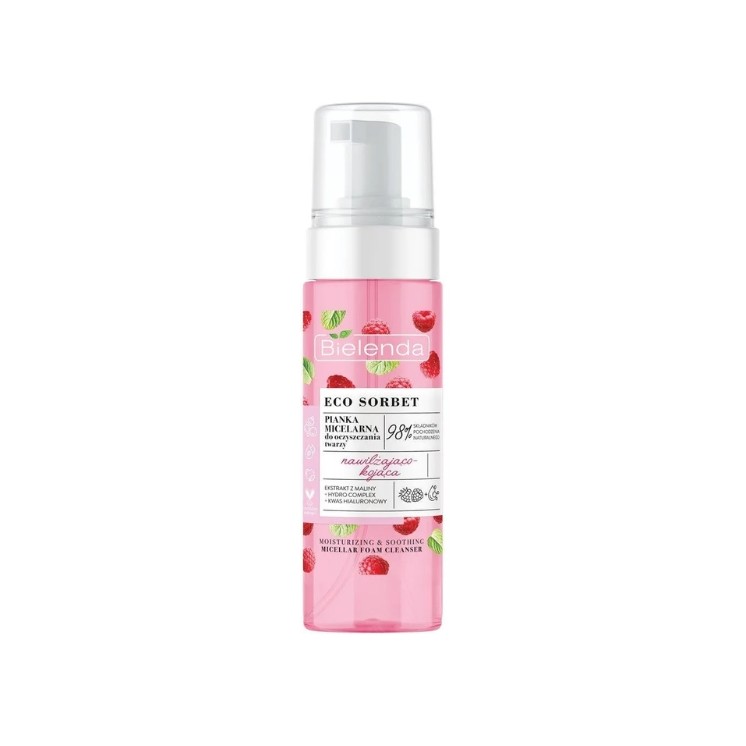Mousse nettoyante visage hydratante Bielenda ECO SORBET à la framboise 150 ml