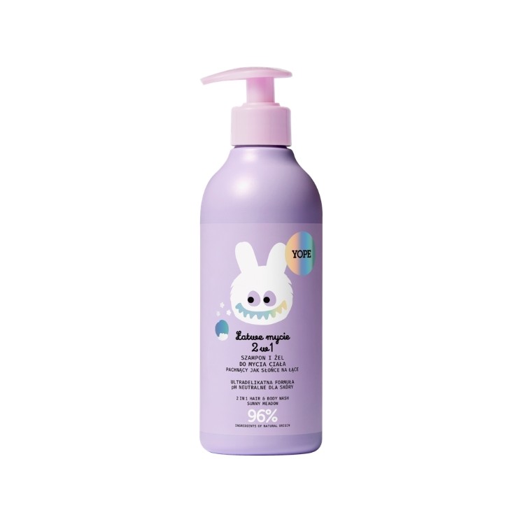 YOPE Shampooing-gel 2 en 1 pour le corps et les cheveux des enfants. Parfum soleil dans les prés. 400 ml