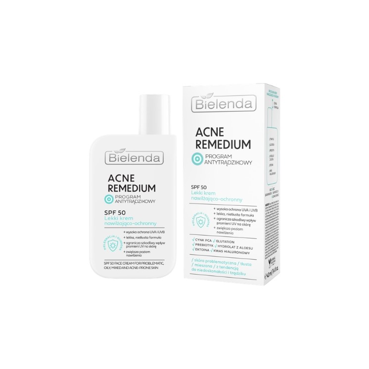 Bielenda Acne Remedium Leichte Feuchtigkeitsspendende und Schützende Gesichtscreme SPF50 50 40 ml
