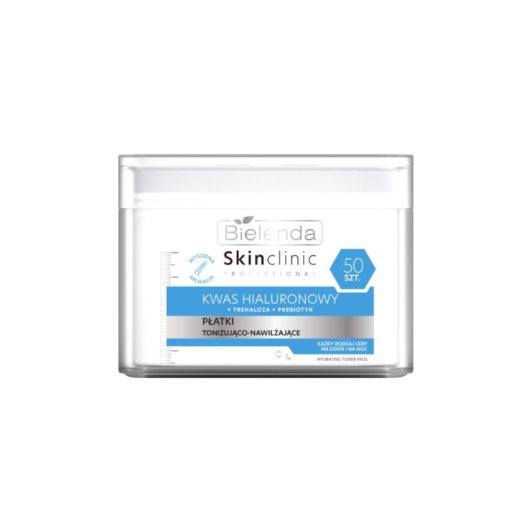Disques faciaux tonifiants et hydratants à l'acide hyaluronique Bielenda Skin Clinic Professional 50 unités.