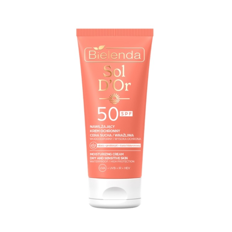 Crème protectrice visage Bielenda Sol d'Or SPF50 pour peaux sèches et sensibles 50 ml