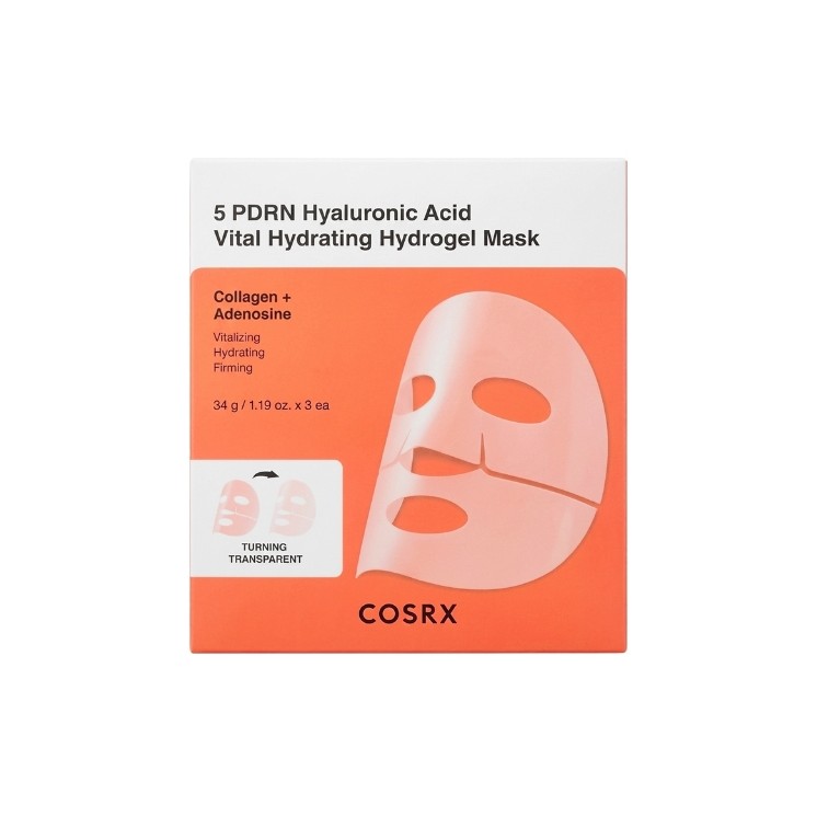 Cosrx 5 PDRN Hyaluronsäure Vital Hydrating Hydrogel Mask Set mit 3 feuchtigkeitsspendenden hydro 34 g
