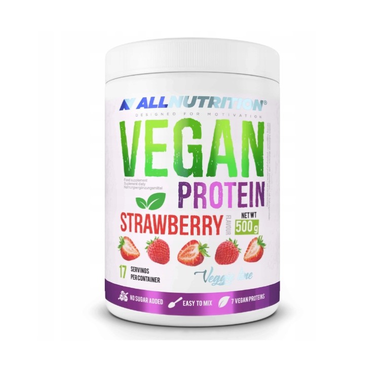AllNutrition Veganes Protein, zuckerfrei, Strawberry , 500 g