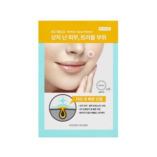 Holika Holika AC Mild Yellow Spot Patch – 15 Stück, Wundpflaster zur Behandlung von Ekzemen, absorbieren Wundflüssigkeit und Eit