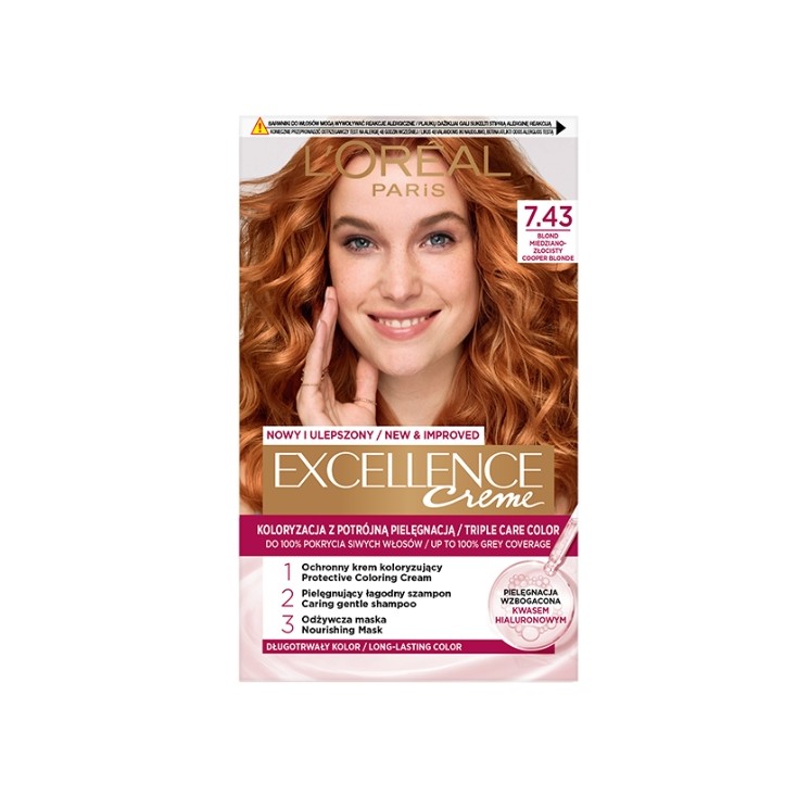 L'oreal Excellence Creme Haarverf /7.43/ Blond Koper-goud