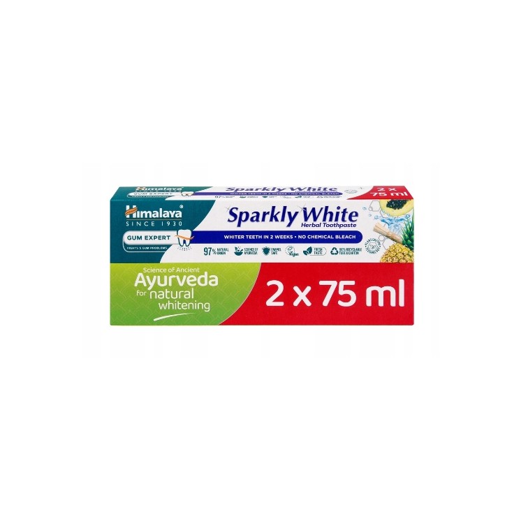 Dentifrice blanchissant Himalaya Ayurveda Sparkly White 2 x 75 ml