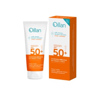 Захисна сонцезахисна емульсія Oillan для обличчя та тіла з SPF50 + фільтр для чутливої шкіри 100 мл