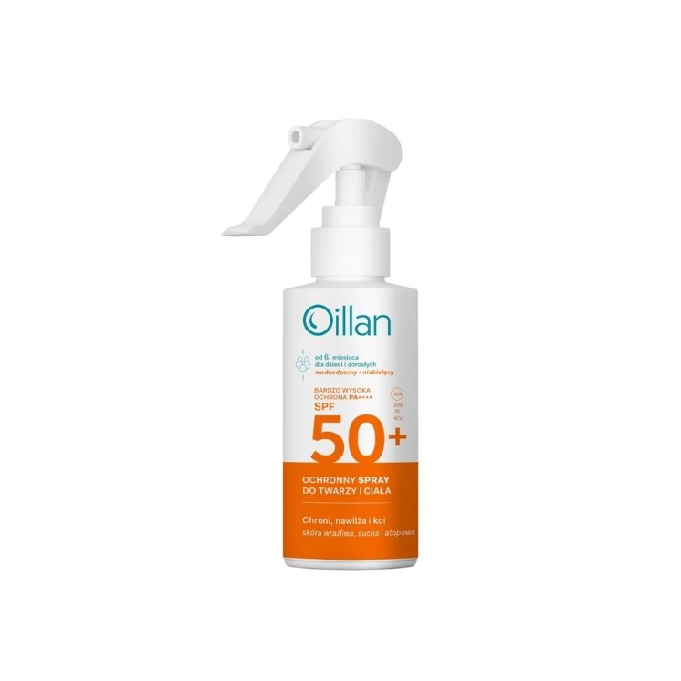 Захисний сонцезахисний спрей Oillan для обличчя та тіла SPF50 для чутливої шкіри 125 мл