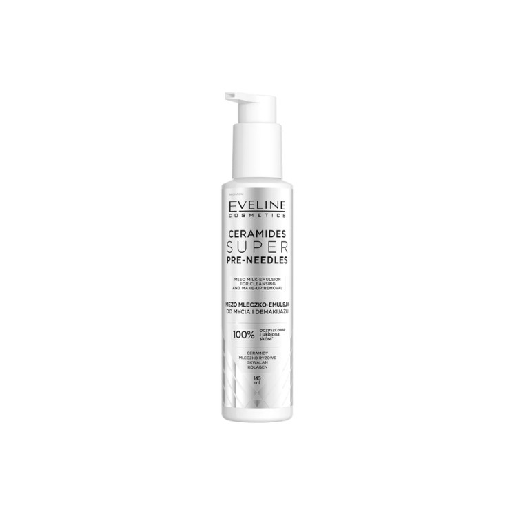 Lait démaquillant et nettoyant Eveline Ceramides Super Pre-needles Mezo, émulsion 145 ml