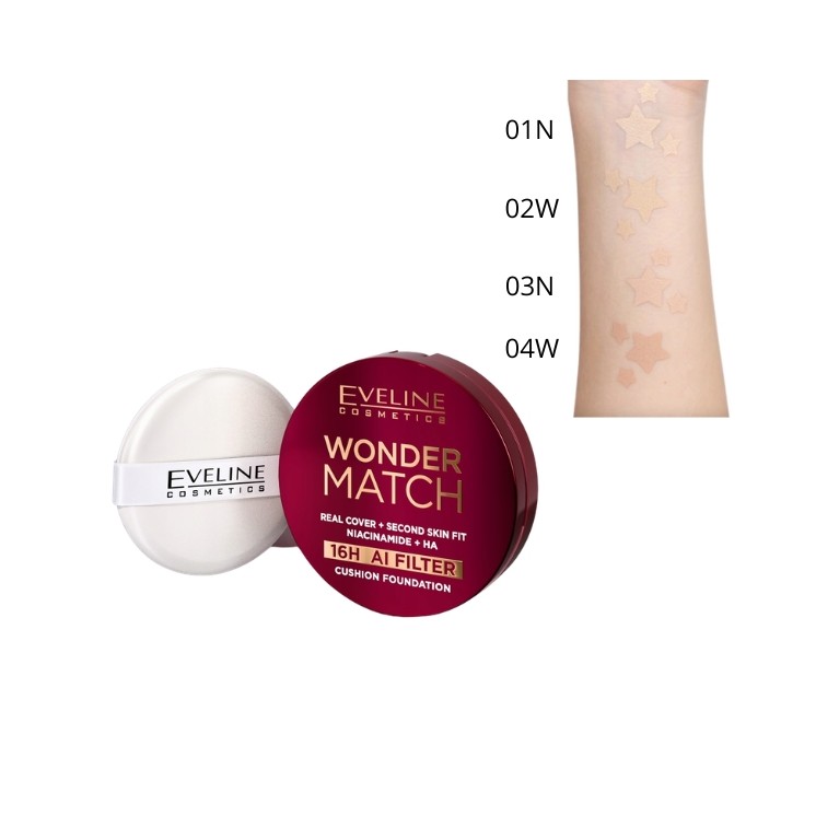 Eveline Wonder Match Covering Cushion Foundation mit Niacinamid /02W/ Vanilla 15 g