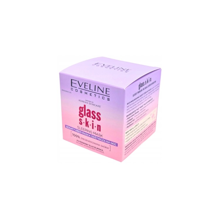 Eveline Glass Skin Sleeping Mask – reichhaltige, nährende Nachtcreme-Maske, 50 ml