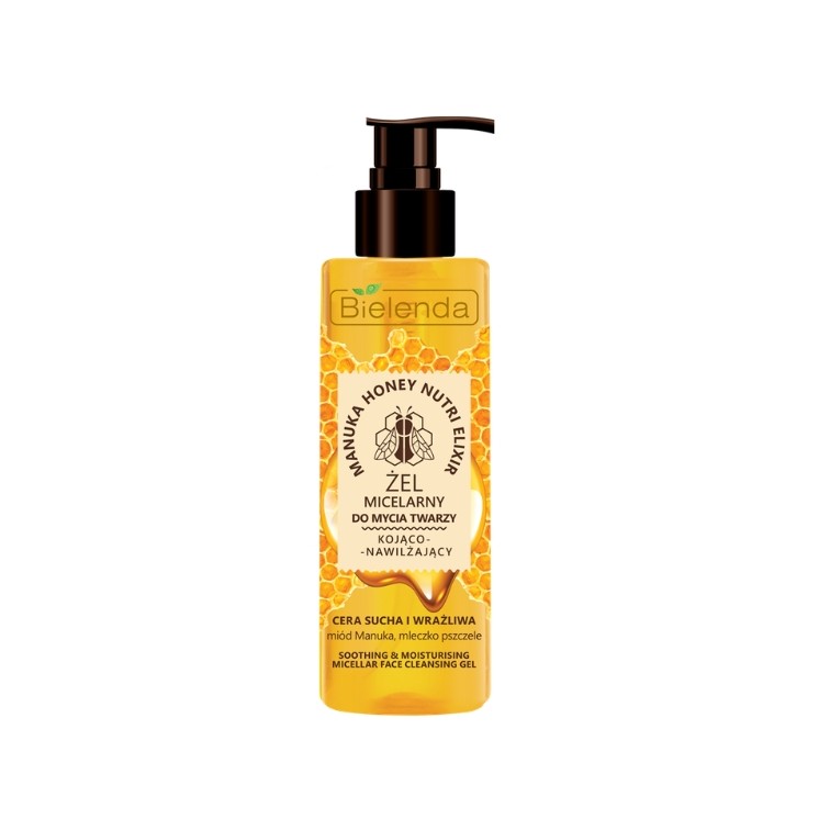 Bielenda MANUKA HONEY NUTRI ELIXIR Заспокійливий та зволожуючий міцелярний гель для очищення обличчя 200 г