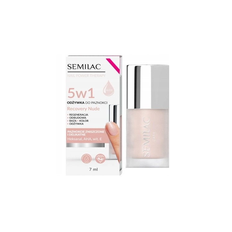 Semilac Nail Power Therapy 5in1 Conditioner für geschädigte und empfindliche Nägel Recovery Nude 7 ml