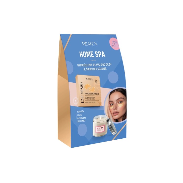 Pilaten Home Spa hydro Gel-Augenpads, 60 Stück + Mini -Sojakerze